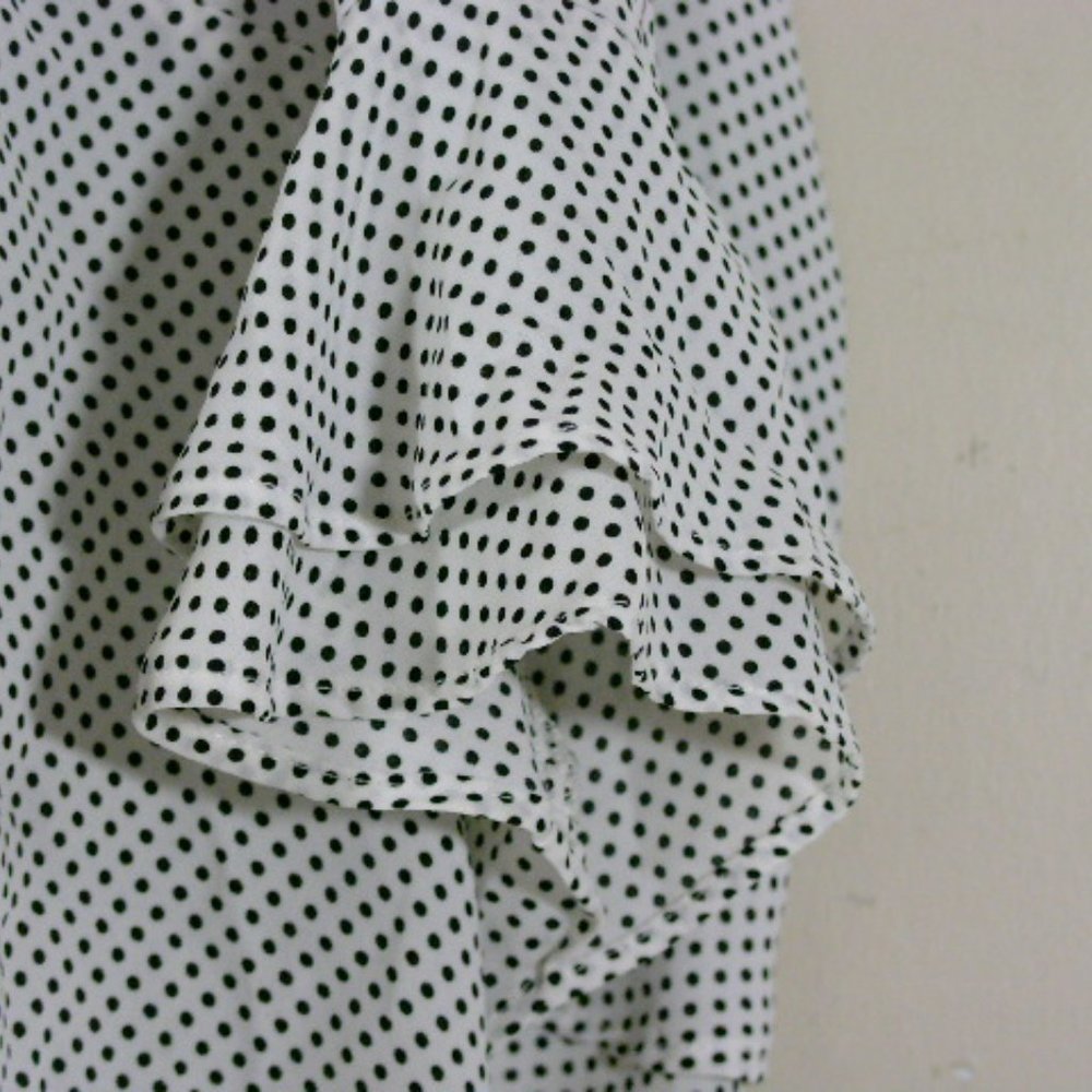 Adrianna Papell Polka Dots Long Sleeve Blouse - Size Medium
